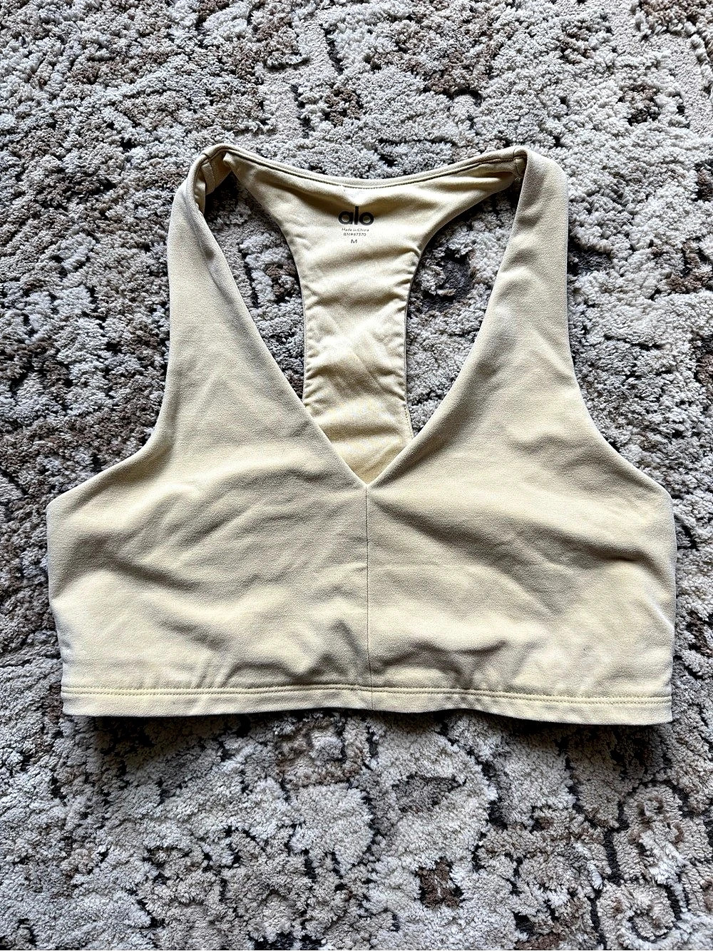 Alo Women's Racerback Sports Bra in Cream Yellow